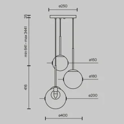 Maytoni Hängeleuchte Metall Glas G9 rund D: 40 cm in Gold CORA< Hängelampen|Bürolampen