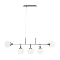 Maytoni Hängeleuchte Metall Glas H: max. 149,3 cm Nickel Weiß< Bürolampen|Kugellampen