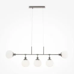 Maytoni Hängeleuchte Metall Glas H: max. 149,3 cm Nickel Weiß< Bürolampen|Kugellampen