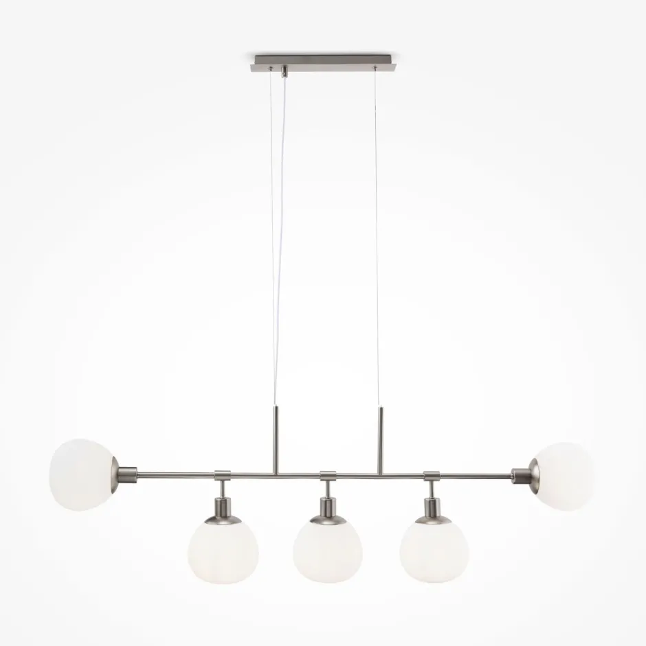 Maytoni Hängeleuchte Metall Glas H: max. 149,3 cm Nickel Weiß< Bürolampen|Kugellampen