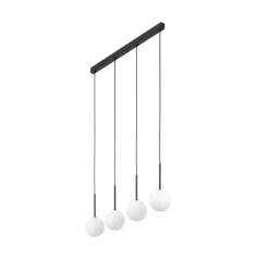 TK Lighting Hängeleuchte Metall Glas L: 78 cm Schwarz Weiß 4x G9< Hängelampen|Esszimmer Lampen