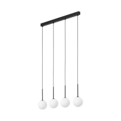 TK Lighting Hängeleuchte Metall Glas L: 78 cm Schwarz Weiß 4x G9< Hängelampen|Esszimmer Lampen