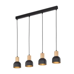 TK Lighting Hängeleuchte Metall Holz E27 Schwarz Holz 4-flammig< Hängelampen|Esszimmer Lampen
