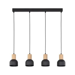 TK Lighting Hängeleuchte Metall Holz E27 Schwarz Holz 4-flammig< Hängelampen|Esszimmer Lampen