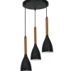 Luminex Hängeleuchte Metall Holz 3x E27 Schwarz< Hängelampen|Wohnzimmerlampen