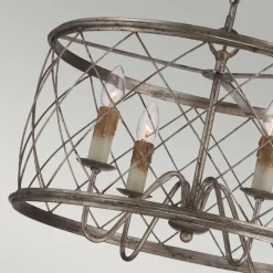 Hängelampen|Industrie Lampen*Elstead Hängeleuchte Metall in Silber antik Ø53cm Industrial