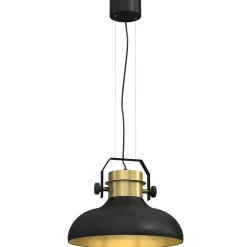 Hängelampen|Esszimmer Lampen*Luminex Hängeleuchte Metall Industrie Design Schwarz Gold