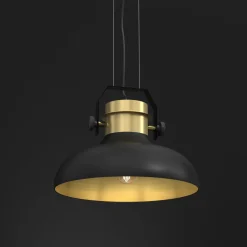Hängelampen|Esszimmer Lampen*Luminex Hängeleuchte Metall Industrie Design Schwarz Gold