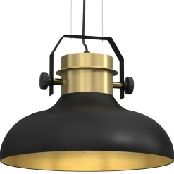 Hängelampen|Esszimmer Lampen*Luminex Hängeleuchte Metall Industrie Design Schwarz Gold