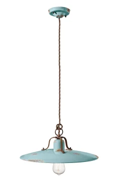 Ferroluce Hängeleuchte Metall Keramik rund D: 40 cm E27 Vintage< Wohnzimmerlampen|Rustikale Lampen