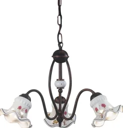 Ferroluce Hängeleuchte Metall Keramik E14 3-flammig Landhaus< Wohnzimmerlampen|Keramiklampen