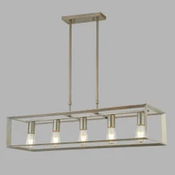 Searchlight Hängeleuchte Metall länglich B: 90 cm in Silber-Gold E27< Hängelampen|Wandleuchten