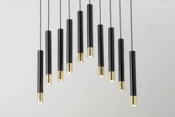 Moderne Lampen|Wohnzimmerlampen*Sigma Hängeleuchte Metall Schwarz Gold Modern THEANO