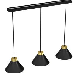 Luminex Hängeleuchte Metall Schwarz Gold 3-flammig E27 RIAN< Hängelampen|Esszimmer Lampen