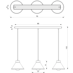 Luminex Hängeleuchte Metall Schwarz Gold 3-flammig E27 RIAN< Hängelampen|Esszimmer Lampen