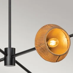 Hängelampen|Esszimmer Lampen*Elstead Hängeleuchte Metall Seil H: max. 162,5 cm Schwarz Beige E14