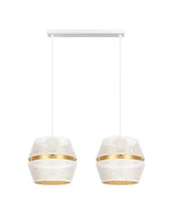 Hängelampen|Bürolampen*Belis Hängeleuchte Metall Weiß Gold E27 50 cm lang 2-flammig