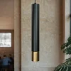 Moderne Lampen|Esszimmer Lampen*Luminex Hängeleuchte Metall Zylinder Schwarz Gold Modern GU10
