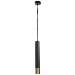 Moderne Lampen|Esszimmer Lampen*Luminex Hängeleuchte Metall Zylinder Schwarz Gold Modern GU10