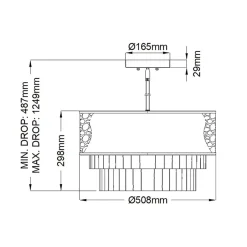Hängelampen|Schlafzimmer Lampen*Elstead Hängeleuchte Modern Ø 50,8 cm rund Edelstahl Kristall