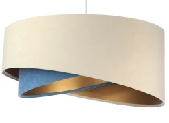 Bürolampen|Schlafzimmer Lampen*BPS Koncept Hängeleuchte Modern Ø 50 cm Stoff Creme Blau Gold E27