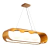 Hängelampen|Bürolampen*Elstead Hängeleuchte Modern B: 85 cm Furnier aus Teak Holz Glas 3x E27