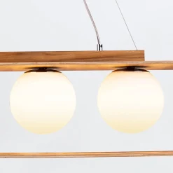 Hängelampen|Bürolampen*Elstead Hängeleuchte Modern B: 85 cm Furnier aus Teak Holz Glas 3x E27