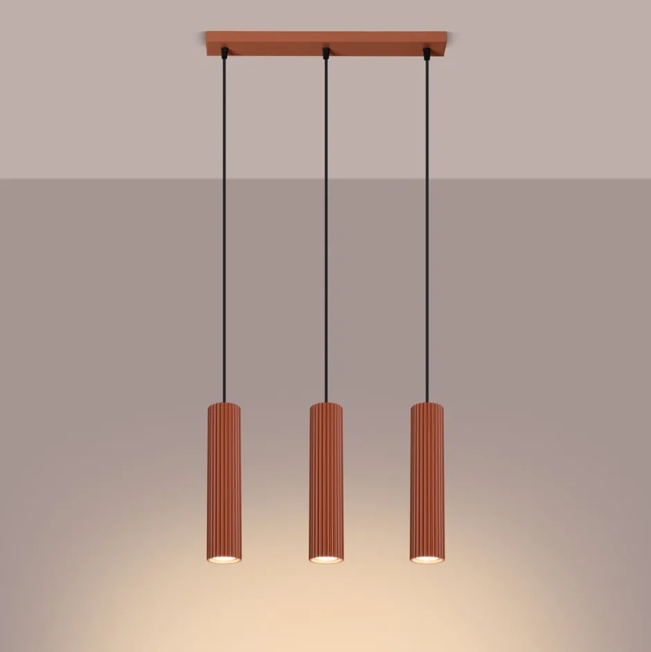 Hängelampen|Wohnzimmerlampen*Sollux Hängeleuchte Modern GU10 3-flammig B: 45 cm Aluminium in Rot