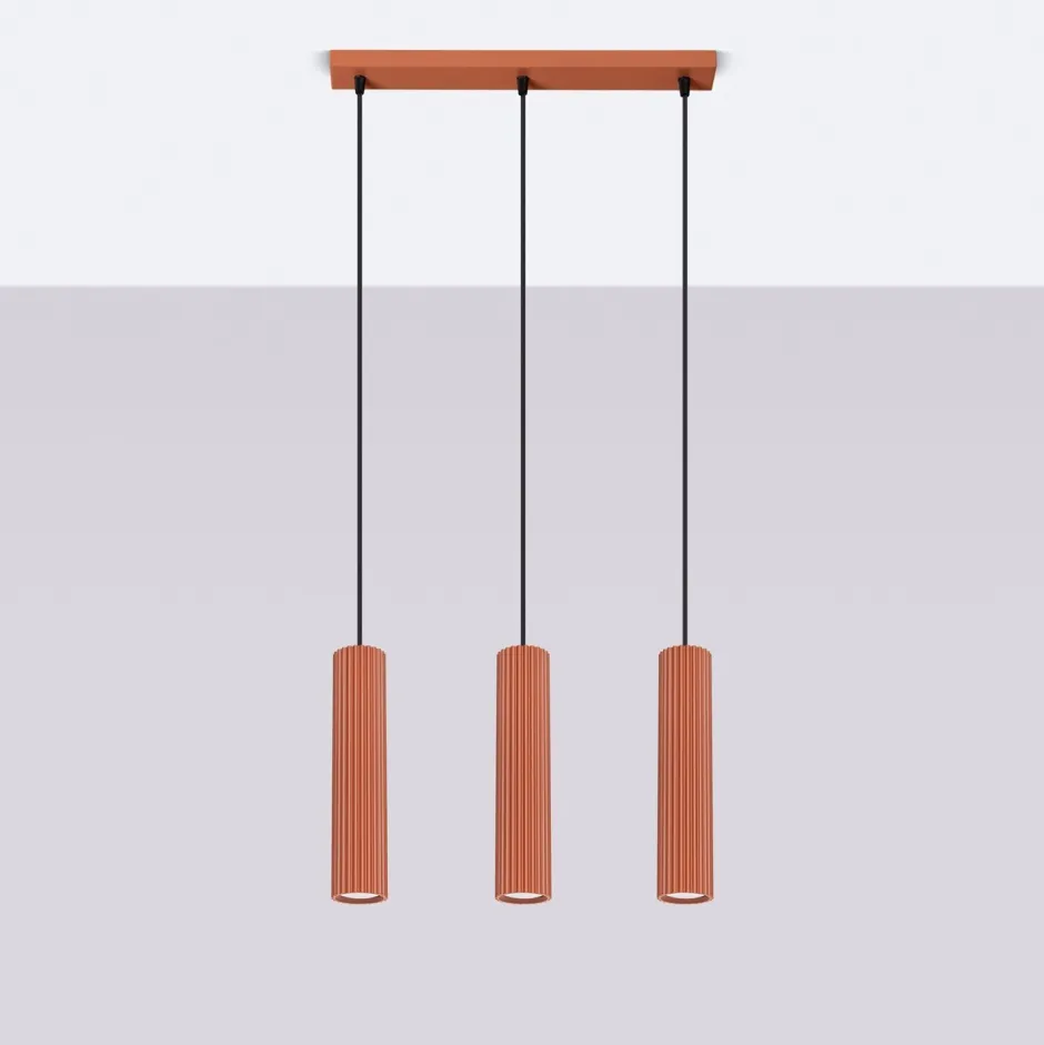 Hängelampen|Wohnzimmerlampen*Sollux Hängeleuchte Modern GU10 3-flammig B: 45 cm Aluminium in Rot