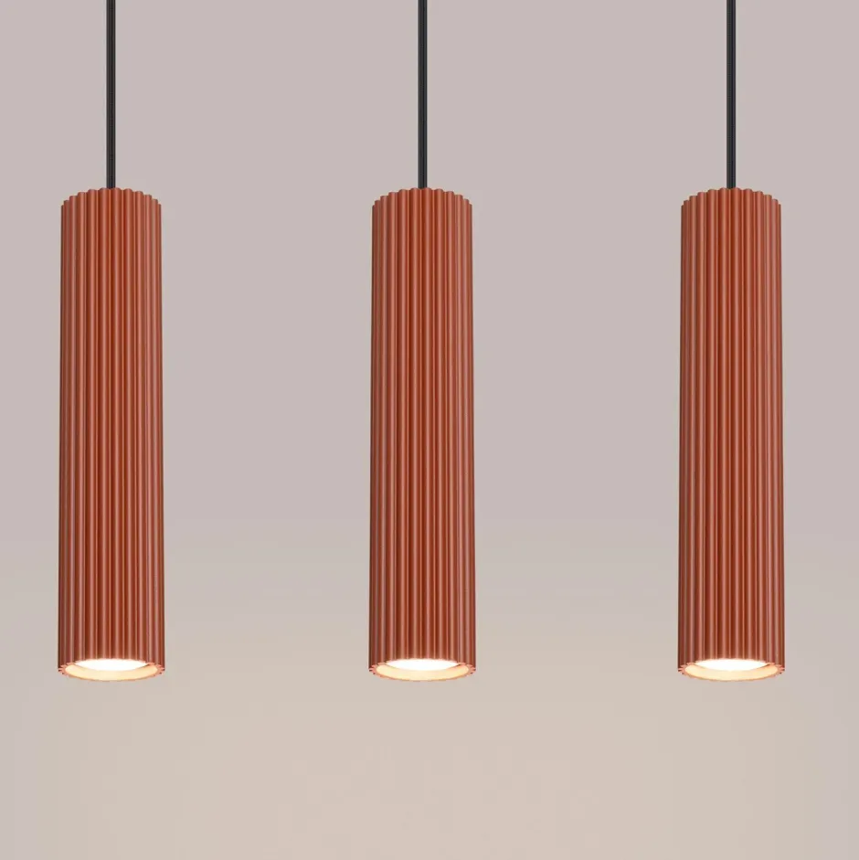Hängelampen|Wohnzimmerlampen*Sollux Hängeleuchte Modern GU10 3-flammig B: 45 cm Aluminium in Rot