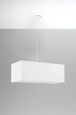 Hängelampen|Esszimmer Lampen*Sollux Hängeleuchte Modern Weiß eckig B: 80 cm 3x E27