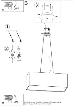 Hängelampen|Esszimmer Lampen*Sollux Hängeleuchte Modern Weiß eckig B: 80 cm 3x E27