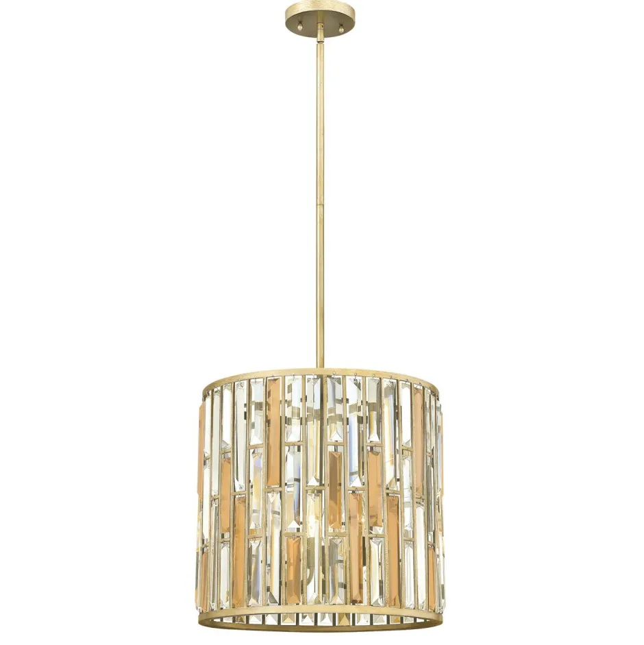 Jugendstil Lampen|Designerlampen*Elstead Hängeleuchte PRISM Blattsilber Jugendstil Lampe