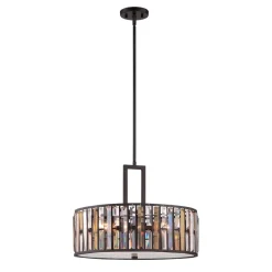 Hängelampen|Wohnzimmerlampen*Elstead Hängeleuchte PRISM Bronze Ø54cm Jugendstil Lampe