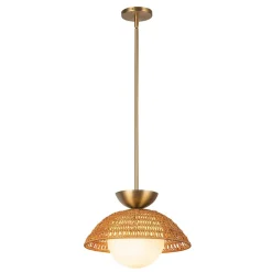 Elstead Hängeleuchte Rattan Glas Metall Ø 37,5 cm H: max. 147,9 cm E27< Hängelampen|Esszimmer Lampen