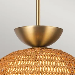 Elstead Hängeleuchte Rattan Glas Metall Ø 37,5 cm H: max. 147,9 cm E27< Hängelampen|Esszimmer Lampen