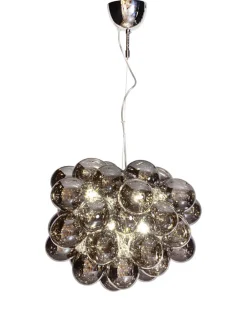 Hängelampen|Wohnzimmerlampen*By Rydéns Hängeleuchte Rauchglas 50 cm breit 8x G9 Modern Chrom Grau