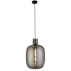 Hängelampen|Wohnzimmerlampen*Searchlight Hängeleuchte Rauchglas E27 D: 30 cm H: max. 120 cm Grau