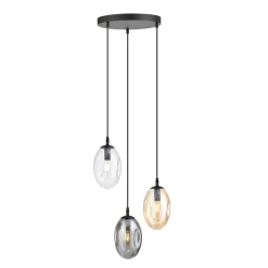 Emibig Hängeleuchte Rauchglas 3-flammig E14 Ø 40 cm CARLU< Hängelampen|Bürolampen