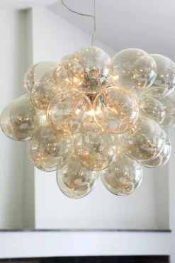 By Rydéns Hängeleuchte Rauchglas Metall 62 cm breit 3-flammig G9< Hängelampen|Wohnzimmerlampen