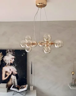 Hängelampen|Bürolampen*By Rydéns Hängeleuchte Rauchglas Metall 58 cm breit Modern 15x G9