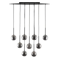 Hängelampen|Esszimmer Lampen*TK Lighting Hängeleuchte Rauchglas Metall höhenverstellbar Schwarz Grau