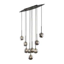 Hängelampen|Esszimmer Lampen*TK Lighting Hängeleuchte Rauchglas Metall höhenverstellbar Schwarz Grau