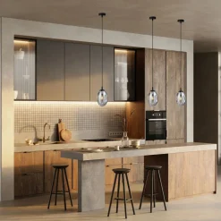 Emibig Hängeleuchte Rauchglas Schirm Ø 12 cm Schwarz Grau< Hängelampen|Bürolampen