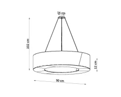 Hängelampen|Esszimmer Lampen*Sollux Hängeleuchte Ring Weiß Ø 90 cm rund 8x E27 Stoff