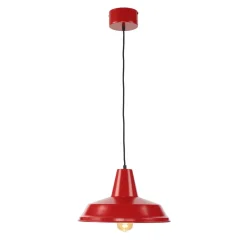 Vintage Lampen|Industrie Lampen*Luminex Hängeleuchte Rot Metall Vintage Mid Century Design