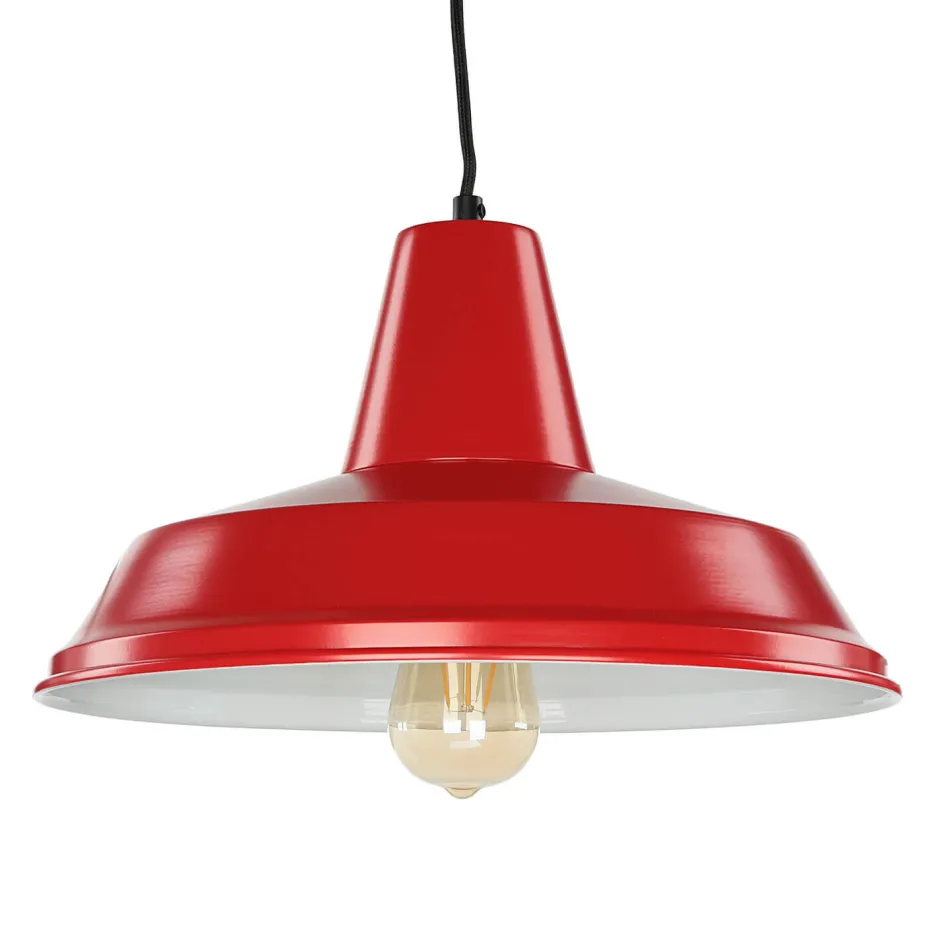 Vintage Lampen|Industrie Lampen*Luminex Hängeleuchte Rot Metall Vintage Mid Century Design