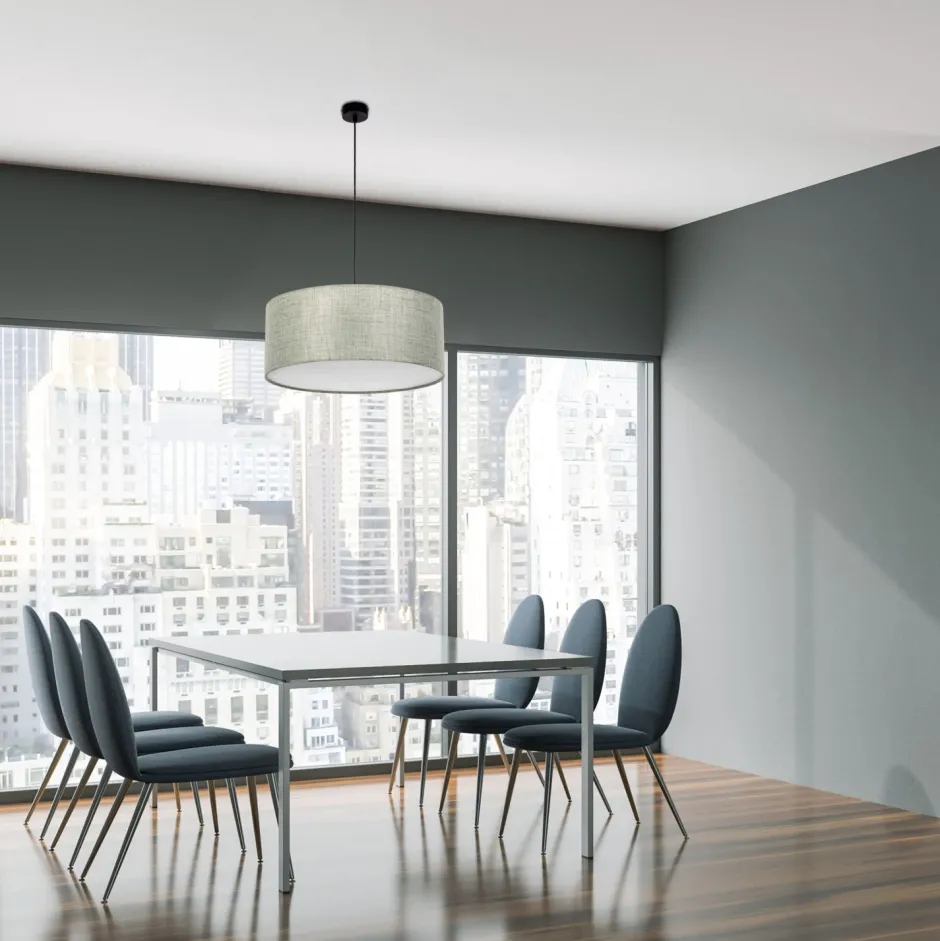 Moderne Lampen|Stofflampen*TK Lighting Hängeleuchte rund Ø 50 cm blendarm E27 Grün Stoffschirm