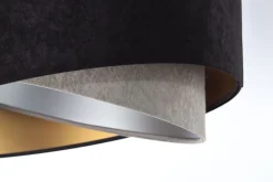 BPS Koncept Hängeleuchte rund Ø 50 cm E27 Stoff Schwarz Gold Grau Silber< Hängelampen|Bürolampen