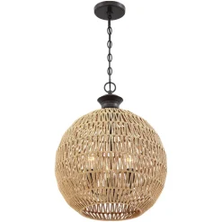 Elstead Hängeleuchte rund Ø 46,5 cm H: max. 251,4 cm Seil Schirm< Hängelampen|Wohnzimmerlampen